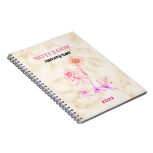 Carnet Nom de look élégant Personnaliser Marbre Blanc