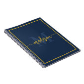 Carnet Nom de luxe en bleu marine et or Monogramme Script (Côté Droit)
