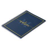 Carnet Nom de luxe en bleu marine et or Monogramme Script (Côté gauche)