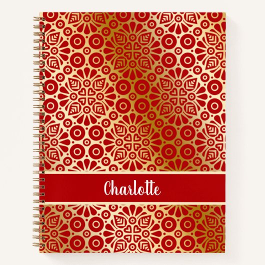 Carnet Nom de luxe en écriture or rouge (Devant)