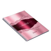 Carnet Nom de marbre rose bordeaux (Côté Droit)