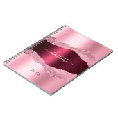 Carnet Nom de marbre rose bordeaux (Côté gauche)