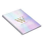 Carnet Nom de monogramme doré holographique élégant moder (Côté Droit)