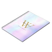 Carnet Nom de monogramme doré holographique élégant moder (Côté gauche)