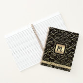 Carnet Nom de monogramme feuille d'or noir script moderne (Intérieur)