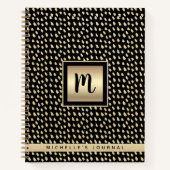 Carnet Nom de monogramme feuille d'or noir script moderne (Devant)