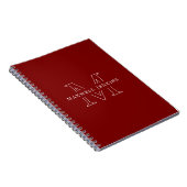 Carnet Nom de monogramme personnalisé de style Deep Red (Côté Droit)