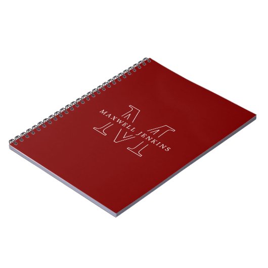 Carnet Nom de monogramme personnalisé de style Deep Red (Côté gauche)