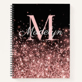 Carnet Nom de monogramme Rose Gold Sparkles (Devant)