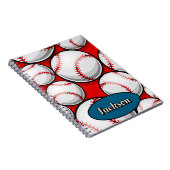 Carnet nom de motif de baseball rouge et bleu  (Côté Droit)