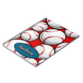 Carnet nom de motif de baseball rouge et bleu  (Côté gauche)