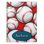 Carnet nom de motif de baseball rouge et bleu  (Devant)
