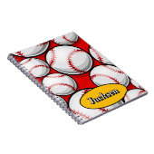 Carnet nom de motif de baseball rouge et jaune (Côté Droit)