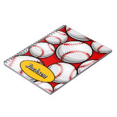 Carnet nom de motif de baseball rouge et jaune (Côté gauche)