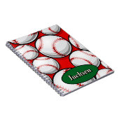 Carnet nom de motif de baseball rouge et vert (Côté Droit)