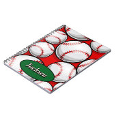 Carnet nom de motif de baseball rouge et vert (Côté gauche)