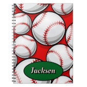Carnet nom de motif de baseball rouge et vert (Devant)