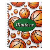 Carnet nom de motif de basket-ball vert  (Devant)
