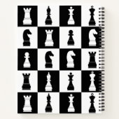 Carnet Nom de motif de figures de jeu d'échecs noir et bl (Dos)
