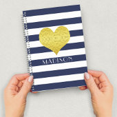 Carnet Nom de motif de rayures bleues modernes