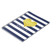 Carnet Nom de motif de rayures bleues modernes (Côté gauche)
