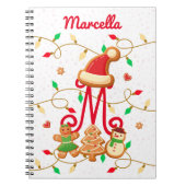 Carnet Nom de Noël Monogramme Custom Gingpain Rouge (Devant)