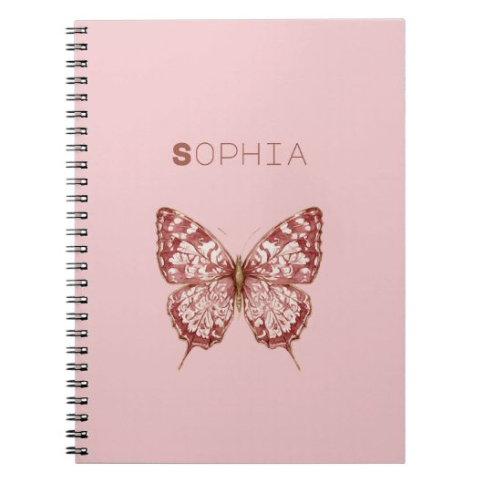 Carnet Nom de papillon Bourgogne rose (Devant)