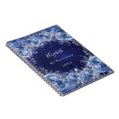 Carnet Nom de parties scintillant florale bleu glamour (Côté Droit)