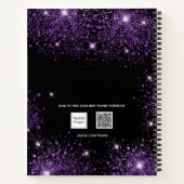 Carnet Nom de parties scintillant violet noir monogramme (Dos)