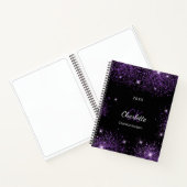 Carnet Nom de parties scintillant violet noir monogramme (Intérieur)