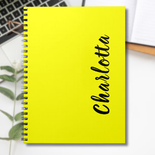 Carnet Nom de personnalisation noir Couleur jaune néon