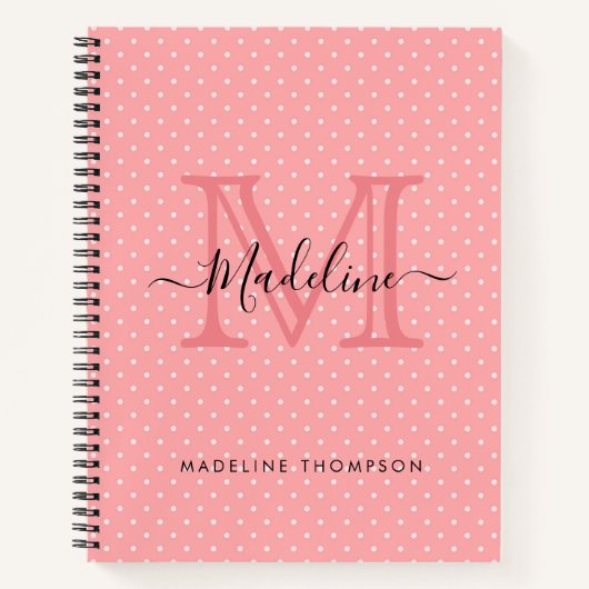 Carnet Nom de Pois rose mignon Monogramme (Devant)