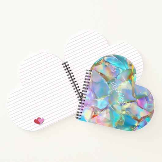 Carnet Nom de script blanc sur l'Arrière - plan Opal (Intérieur)