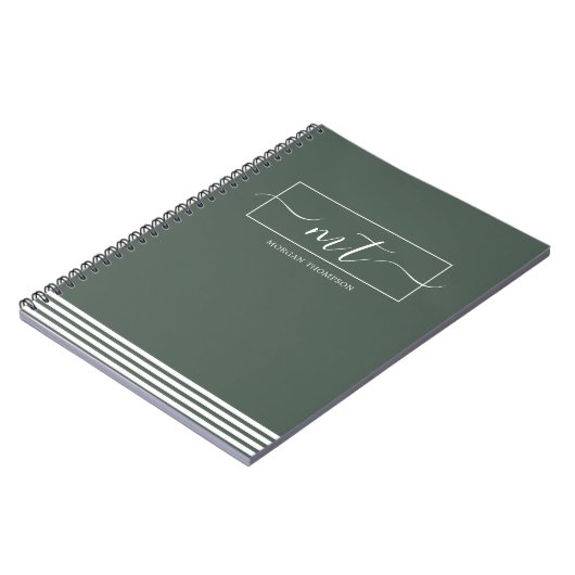 Carnet Nom de script de modèle moderne vert forêt (Côté gauche)