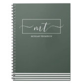 Carnet Nom de script de modèle moderne vert forêt (Devant)