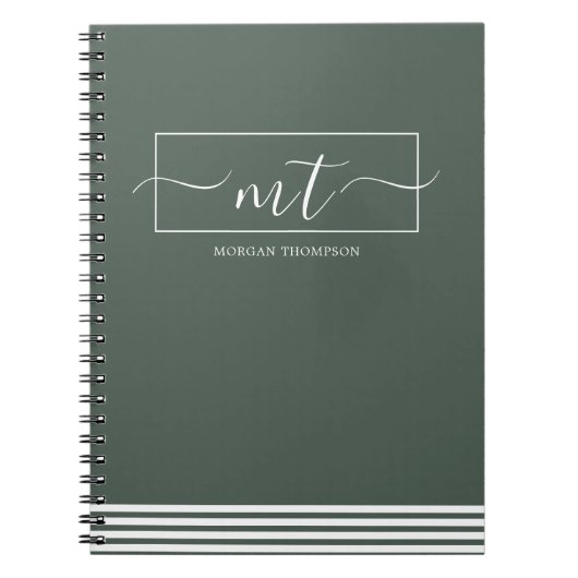 Carnet Nom de script de modèle moderne vert forêt (Devant)