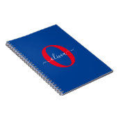 Carnet Nom de script de monogramme personnalisé Bleu Blan (Côté Droit)