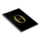 Carnet Nom de script de monogramme personnalisé noir blan (Côté Droit)