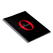 Carnet Nom de script de monogramme personnalisé noir blan (Côté Droit)