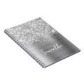 Carnet Nom de script Glam Argent Pailleté (Côté Droit)