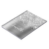 Carnet Nom de script Glam Argent Pailleté (Côté gauche)