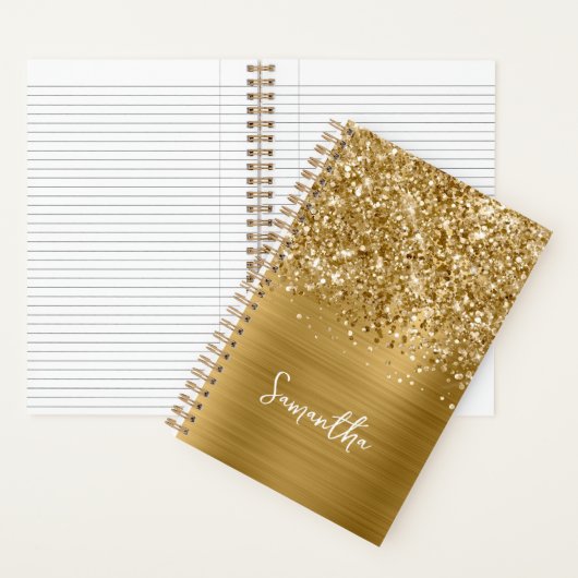 Carnet Nom de script Glam doré pailleté (À l'intérieur)