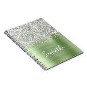 Carnet Nom de script Glam Mint Pailleté Argent (Côté Droit)