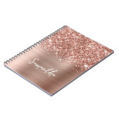 Carnet Nom de script Glam Rose Gold Pailleté (Côté gauche)