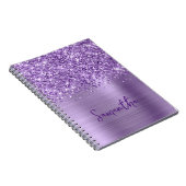 Carnet Nom de script Glam violet clair pailleté (Côté Droit)