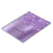 Carnet Nom de script Glam violet clair pailleté (Côté gauche)