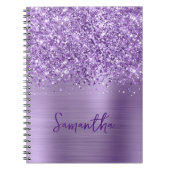 Carnet Nom de script Glam violet clair pailleté (Devant)