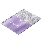 Carnet Nom de script Glam Violet Pâle Paillettes Argentée (Côté gauche)