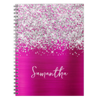 Nom de script glamour argent pailleté et rose chau