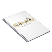 Carnet Nom de script Grad'or personnalisé Noir moderne (Côté Droit)